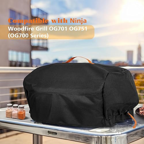 Miniatura 2 de Funda para parrilla compatible con parrilla Ninja OG701 OG751 Woodfire, bolsa de accesorios para parrilla de barbacoa con asa y bolsillo interior,