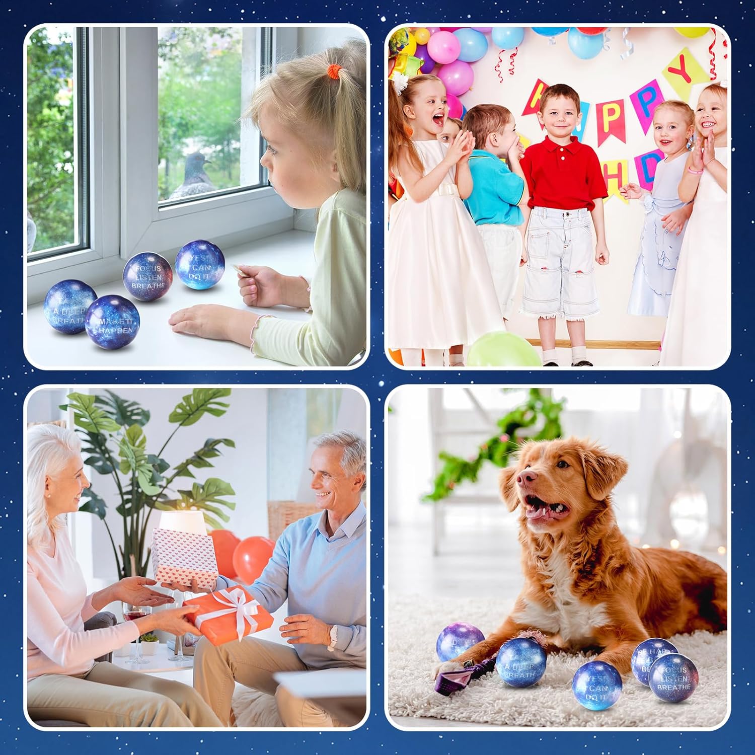 100 Pcs Galaxy Mini Stress Balls Bulk 2 Inches Foam Relief Stress Balls Squeeze Anxiety Fidget Sensory Toys for Outer Space Earth Party Favors Class Reward Carnival Gift