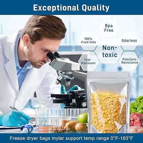 Miniatura 5 de Paquete de 50 bolsas Mylar para almacenamiento de alimentos con ventana transparente, 1 cuarto de galón (9.44 mil, 7 x 10 pulgadas) bolsas