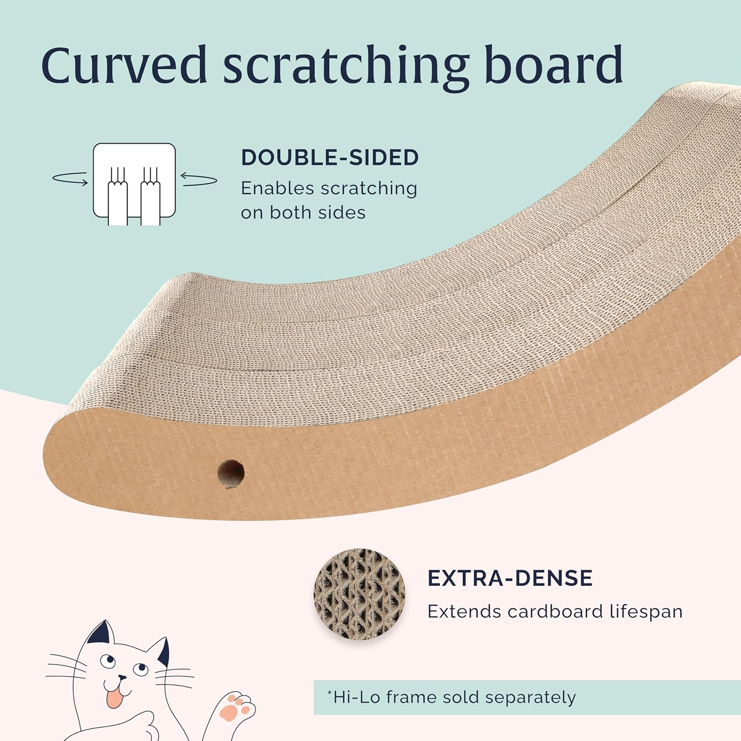 Hepper Hi-Lo Cardboard Replacement - Corrugated Cat Scratching Board Refills Includes 3 pcs of Scratching Pads for Indoor Cats with Curved Design - Easy Assembly into 1 Replacement Cat Scratching Pad