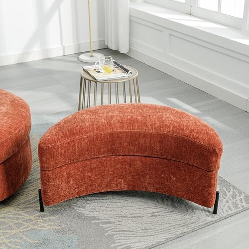 Miniatura 6 de Banco de almacenamiento tapizado de felpilla de 32.7 pulgadas de ancho, otomano grande con bandeja que sirve como mesa auxiliar, forma de media