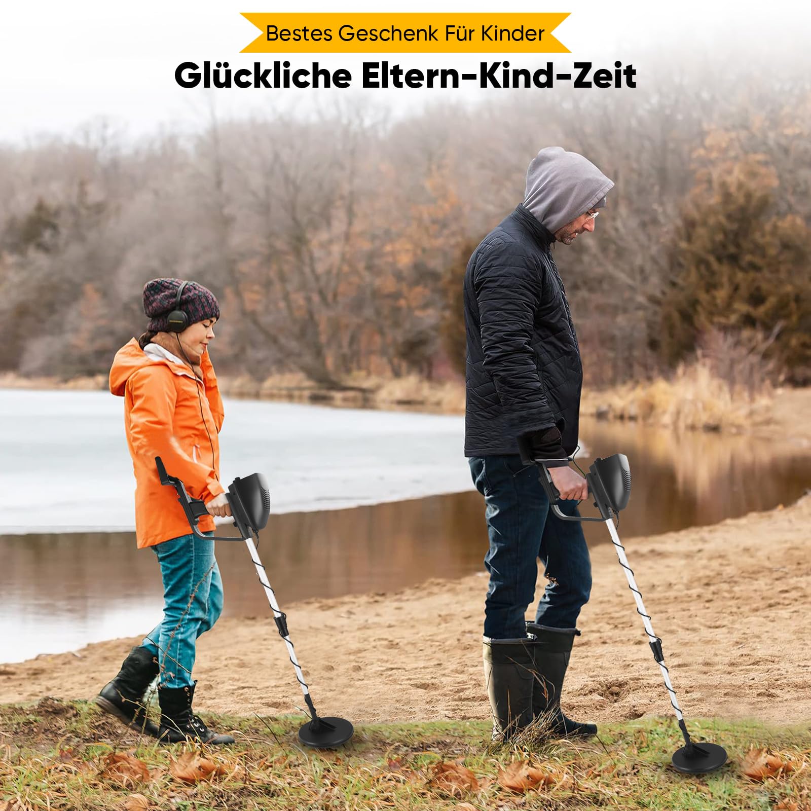 Rilevatore di metalli professionale leggero 930g, bobina impermeabile IP68 20cm, 2 modalità, lunghezza regolabile 76-107cm, per adulti bambini principianti, caccia al tesoro outdoor