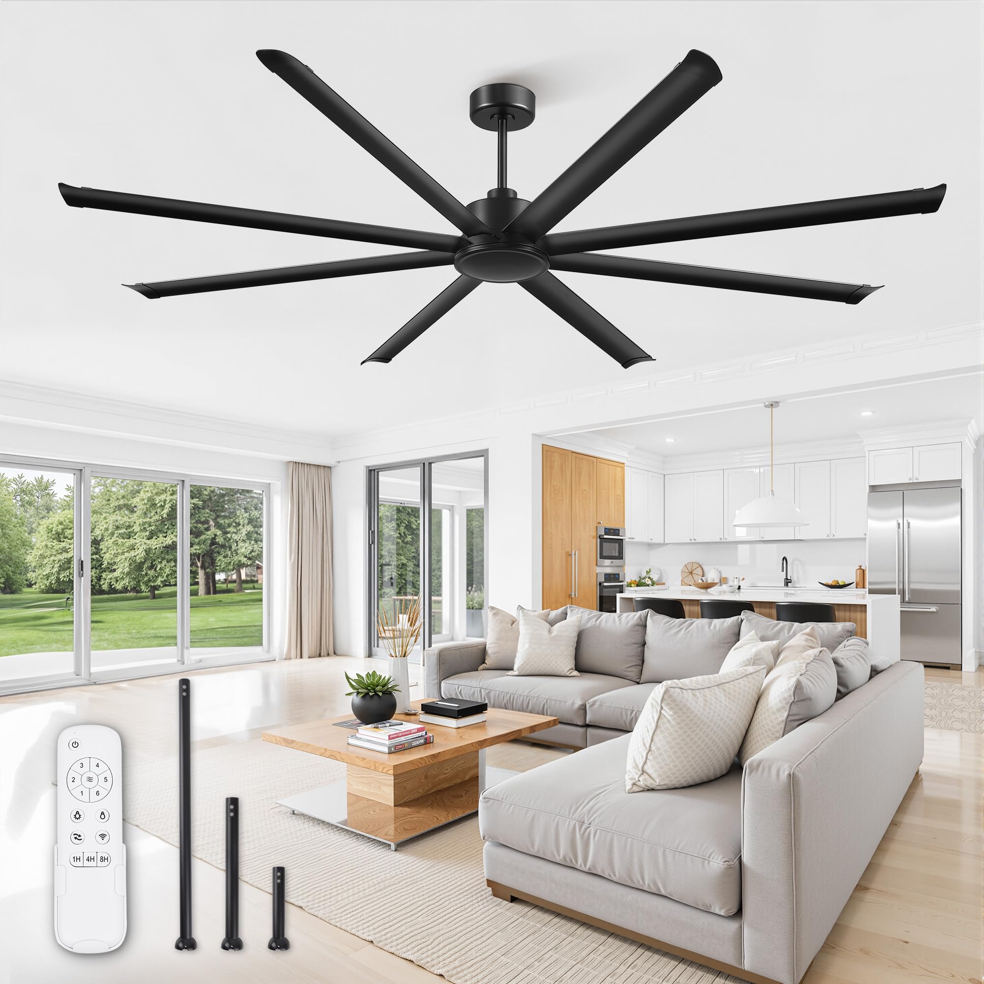 Photo 1 of ***FINAL SALE NO RETURN ***PARTS **
***MOTOR DAMAGE MAJOR ***
ZMISHIBO 96 Inch Industrial Ceiling Fan with Remote, 8 Aluminum Blades