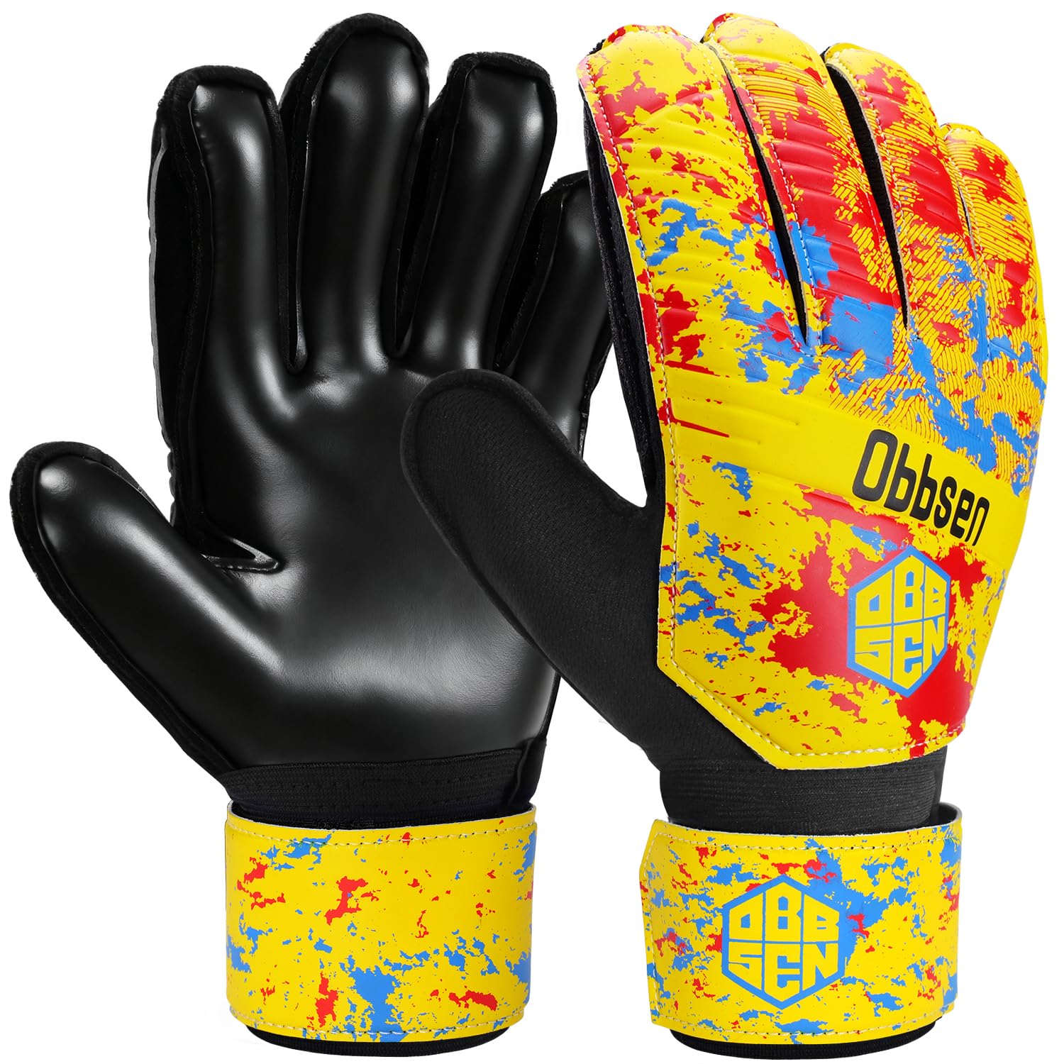Obbsen Football Goalkeeper Gloves for Kids Youth and Adult | Goalie Gloves with Finger Protection and Super Grip | Boys Mens Goalkeeping Gloves