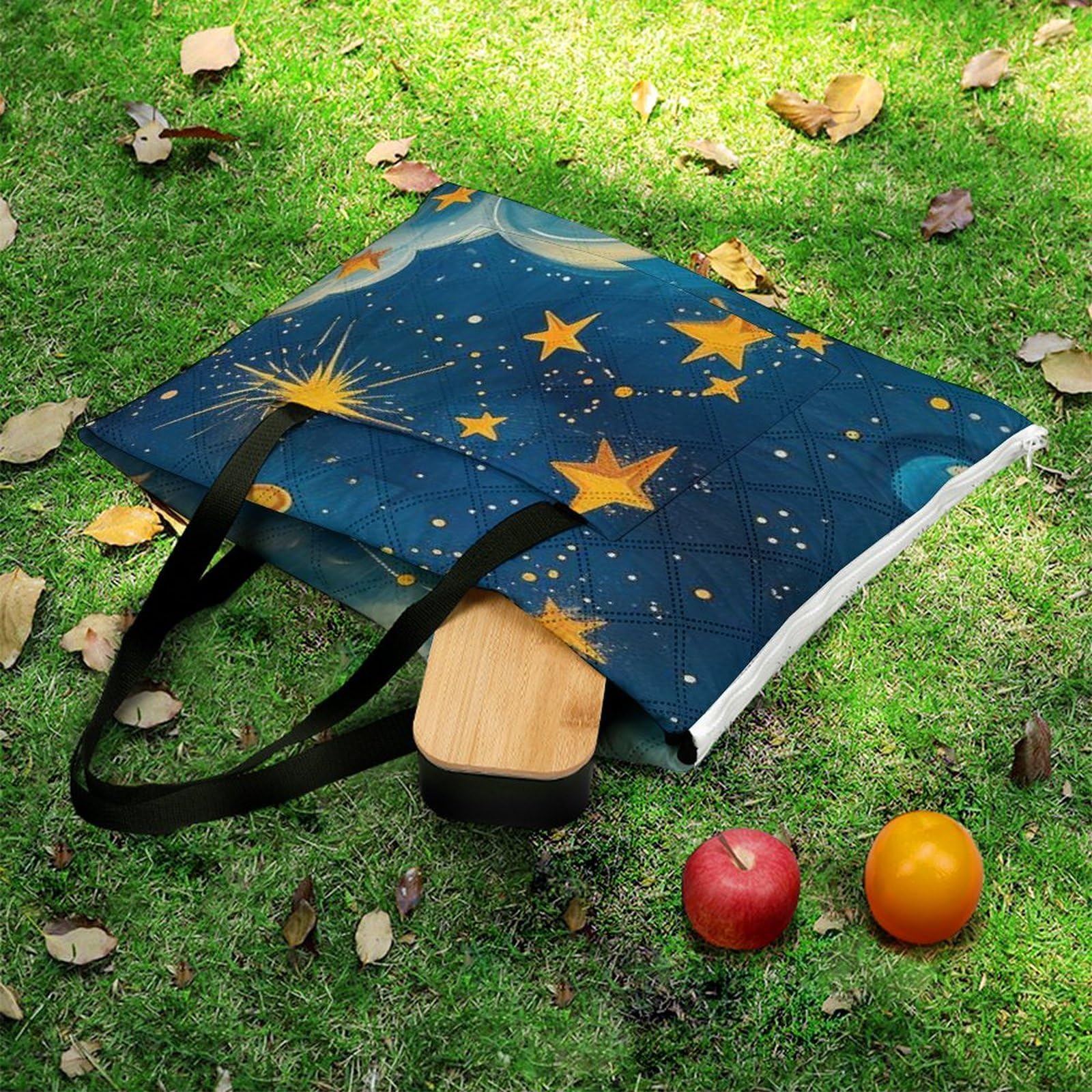 3D Impression Le Ciel étoilé Couverture Pique Nique La Lune Tapis Pique Nique Tapis Plage Couverture De Pique-Nique pour Jardin,Nappe, BBQ, Randonnée 148x148cm