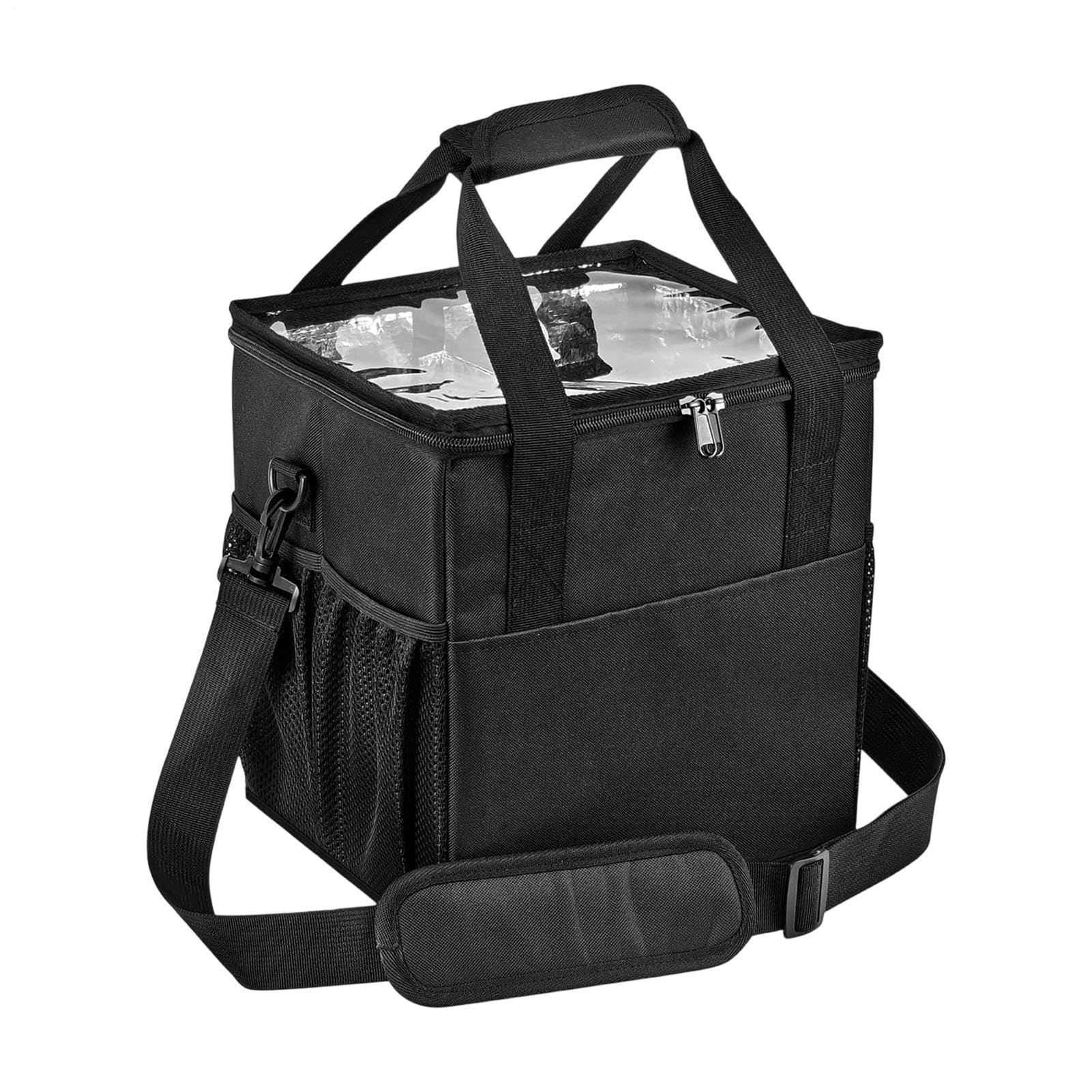Borsa porta bevande, 4 scomparti con tracolla regolabile con manico, per viaggi, campeggio, gite in famiglia, caffè, bevande calde e fredde