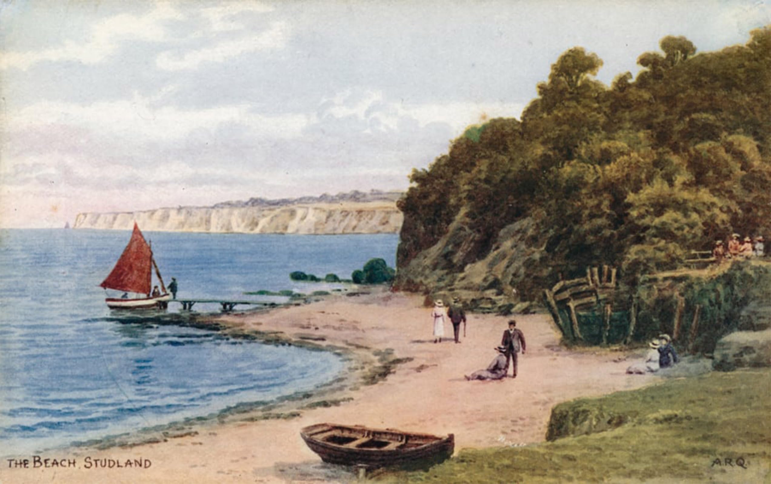 ARTXLXXBN Famous Art Print Poster Vintage Wall Art the Beach Studland by Alfred Robert Quinton Canvas Art Poster for Home Decor 60x90cm