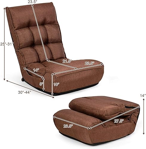 Miniatura 20 de DORTALA Silla plegable para adultos, silla de juegos de espuma viscoelástica con soporte ajustable para la cabeza y la espalda de 5 posiciones,