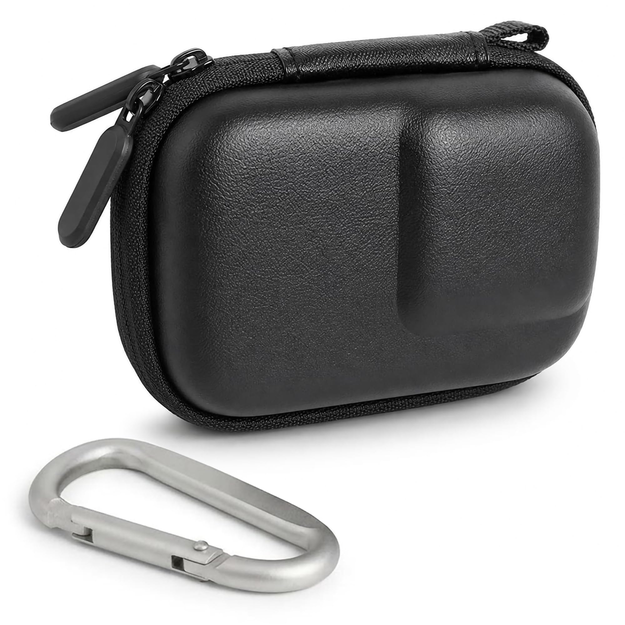sounce hard carrying case for dji osmo action 5 pro/4/3, waterproof pu shell with plush lining, shockproof travel storage bag & carabiner for action camera, 9.8 x 7.6 x 4.5cm (black)