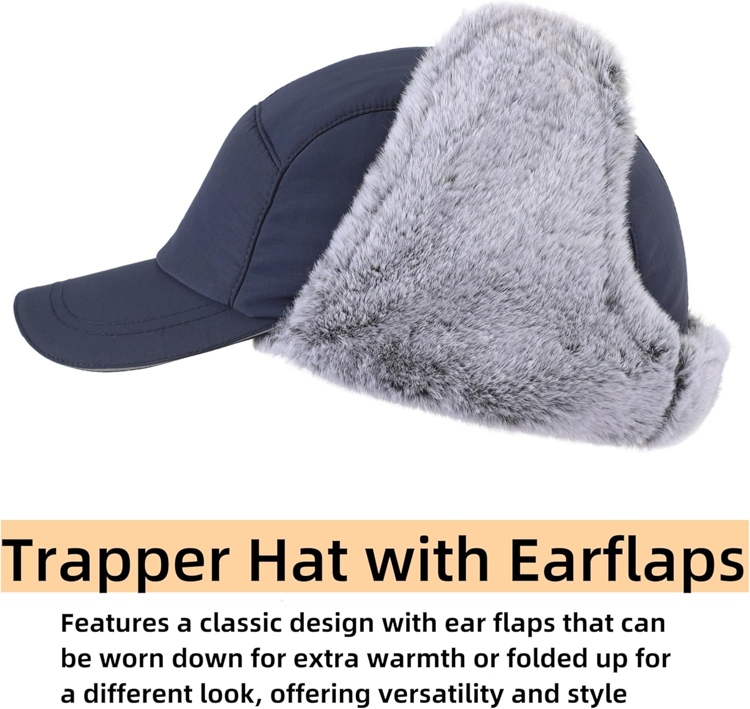 Home Prefer Faux Fur Trooper Trapper Hat for Men Warm Mens Winter Hat with Earflaps Ushanka Hunting Hat Reflective Brim - Image 4
