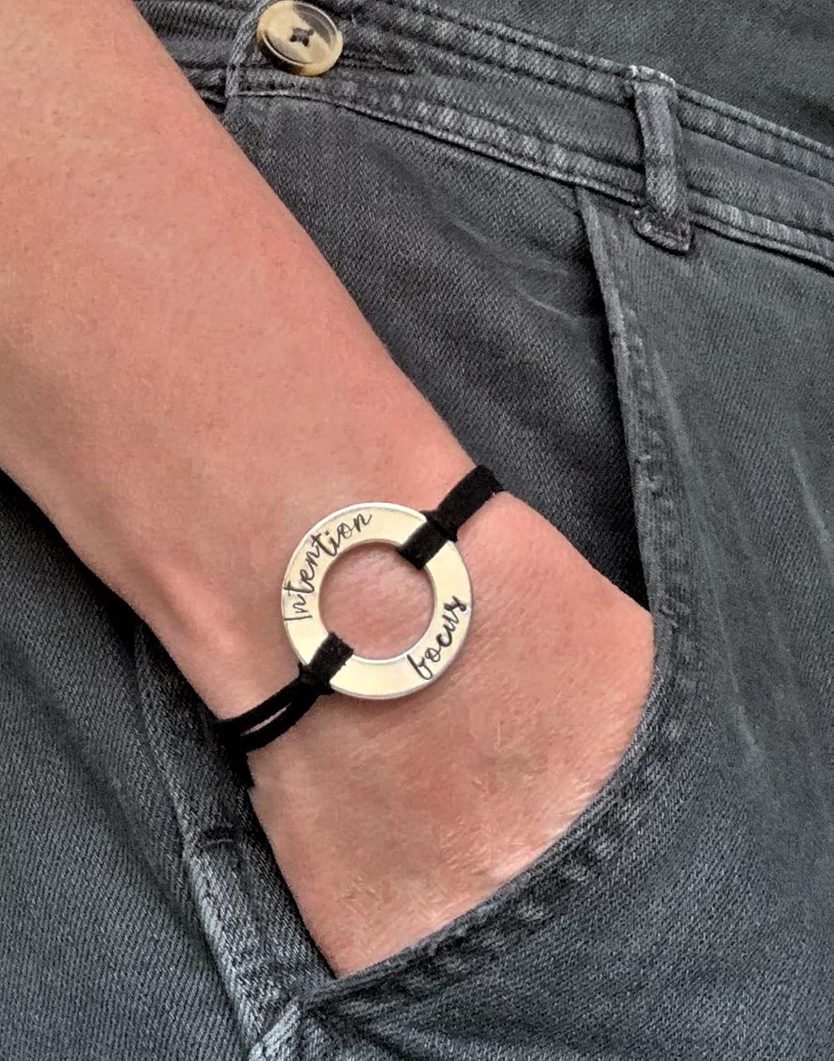 Men Women Personalized Washer Bracelet, handmade
