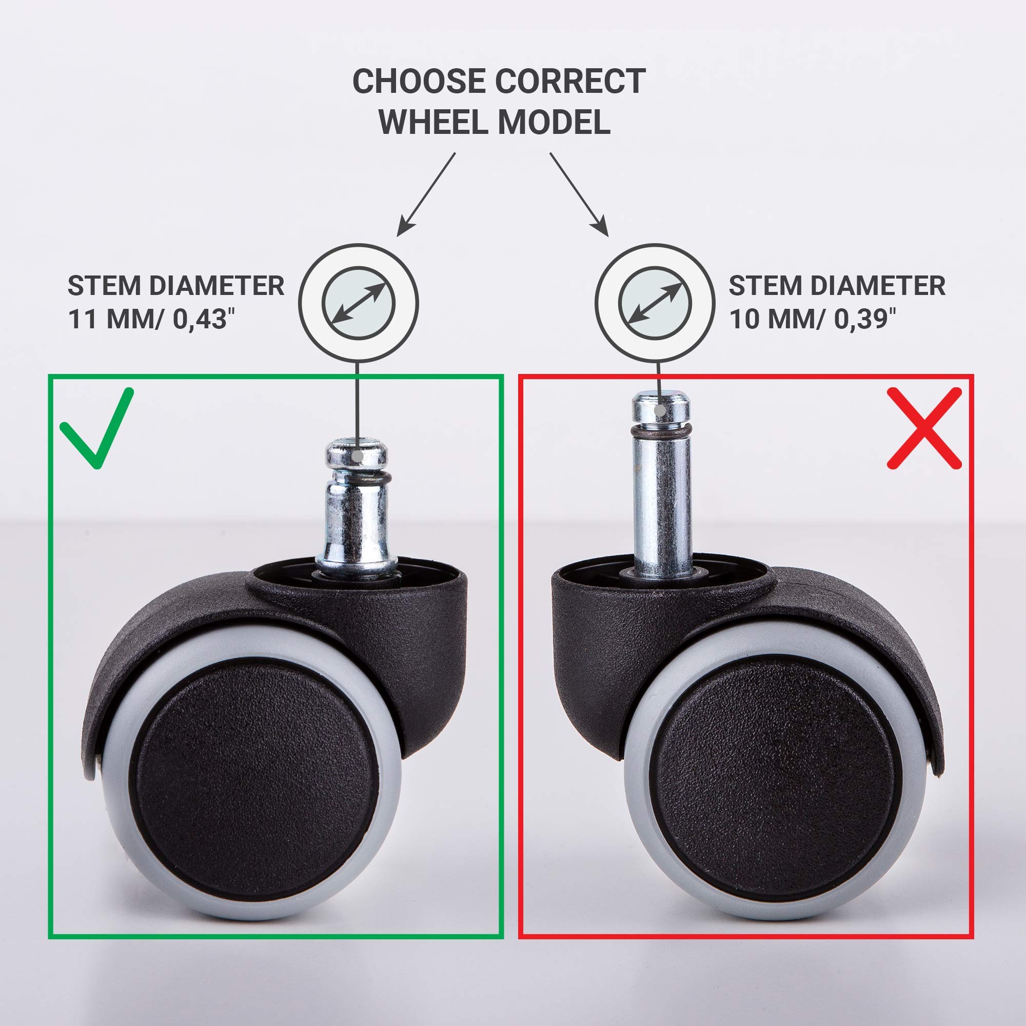 - Ruedas giratorias de goma para sillas, 50 mm, repuesto para sillones de oficina