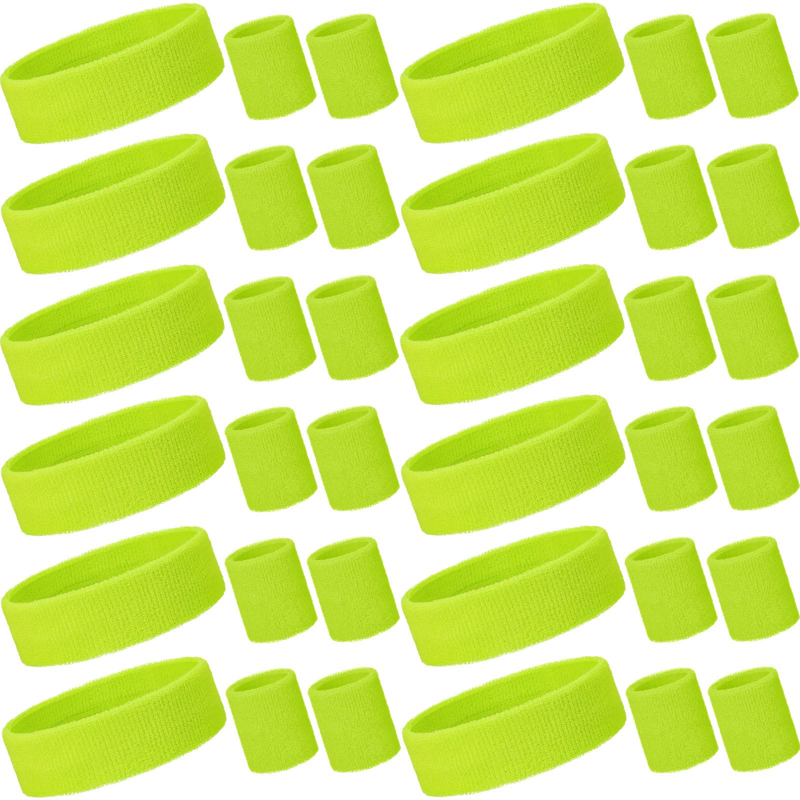 36 Pcs Neon Sweatbands Set 12 Headbands 24 Wristbands