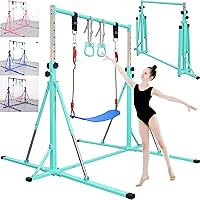 Vista 1 de Barra de Gimnasia Plegable, Barra Horizontal de 5 Pies, Barra de Entrenamiento Ajustable para Niños de 3 a 15 Años, Barra de Gimnasia para Niños