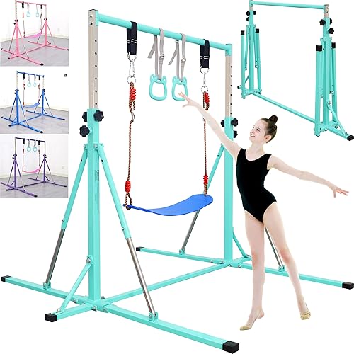 Barra de Gimnasia Plegable, Barra Horizontal de 5 Pies, Barra de Entrenamiento Ajustable para Niños de 3 a 15 Años, Barra de Gimnasia para Niños,