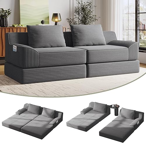 Miniatura 14 de Sofá modular Cloud de 104 pulgadas, sofás deshuesados para sala de estar, sofá en forma de L con otomana, sofá modular con asiento profundo, moderno