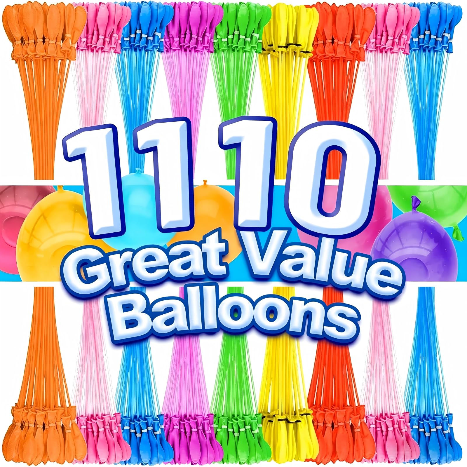 JOJOHOMY Water Balloons 1110 Pack Quick Fill for Kids, Swimming Pool Outdoor Summer Fun Party Toys, Water Fight Game โ image 1