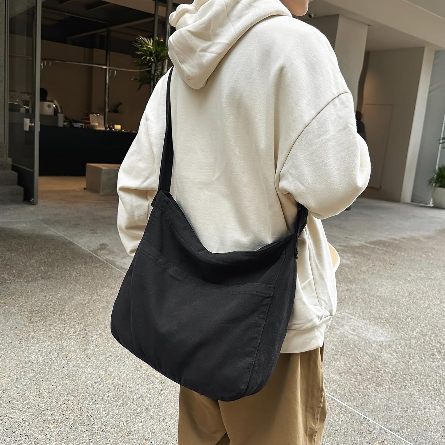 Canvas Messenger Bags for Women Crossbody Bag for School Hobo Men Cute Large Shoulder Lightweight Tote - Image 5