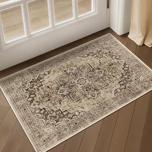 Jainmy Medallion Brown 2x3 Ultra-Thin Mat