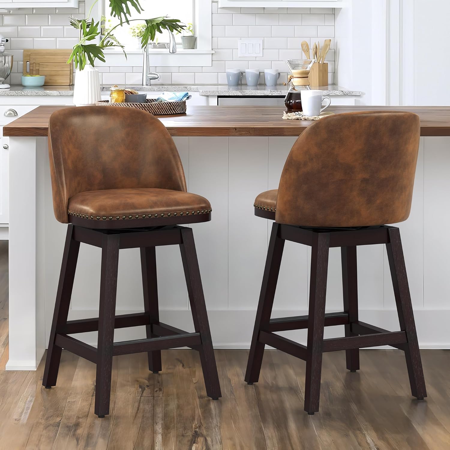 swivel bar stools Set of 2, 26 Faux Leather Bahrain Ubuy
