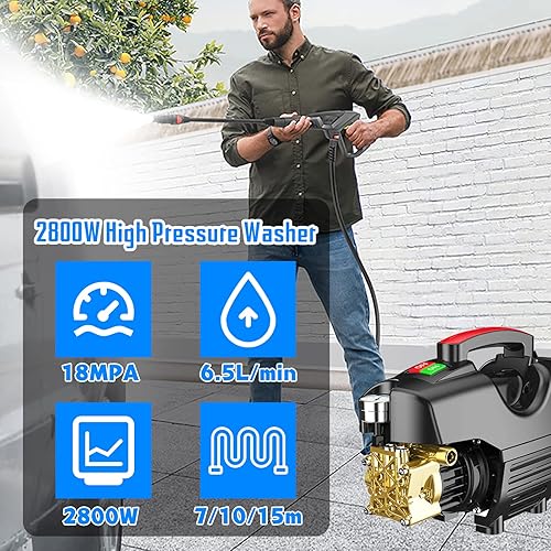 Miniatura 2 de TRAGLO Lavadora eléctrica, lavadoras a presión, lavadora de alta presión de 2800 W, kit de lavadora eléctrica, lavadora eléctrica de 2600 PSI,