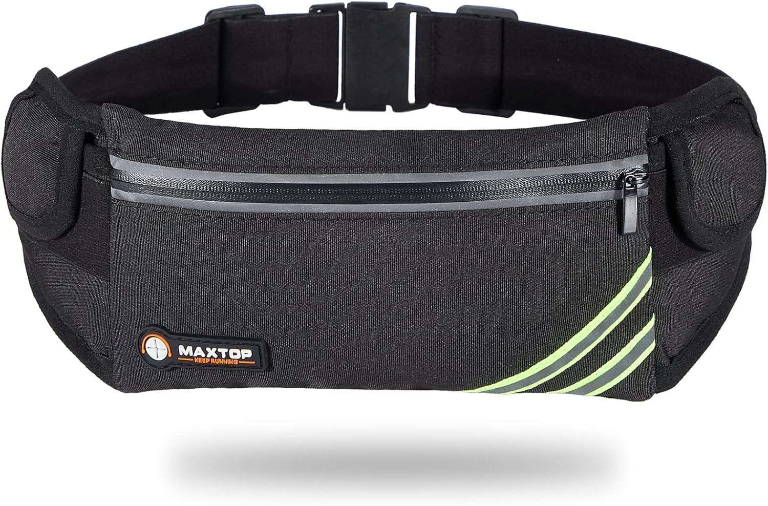 MAXTOP NoBounce Reflective Running Belt Pouch Black Waist Pack Bag