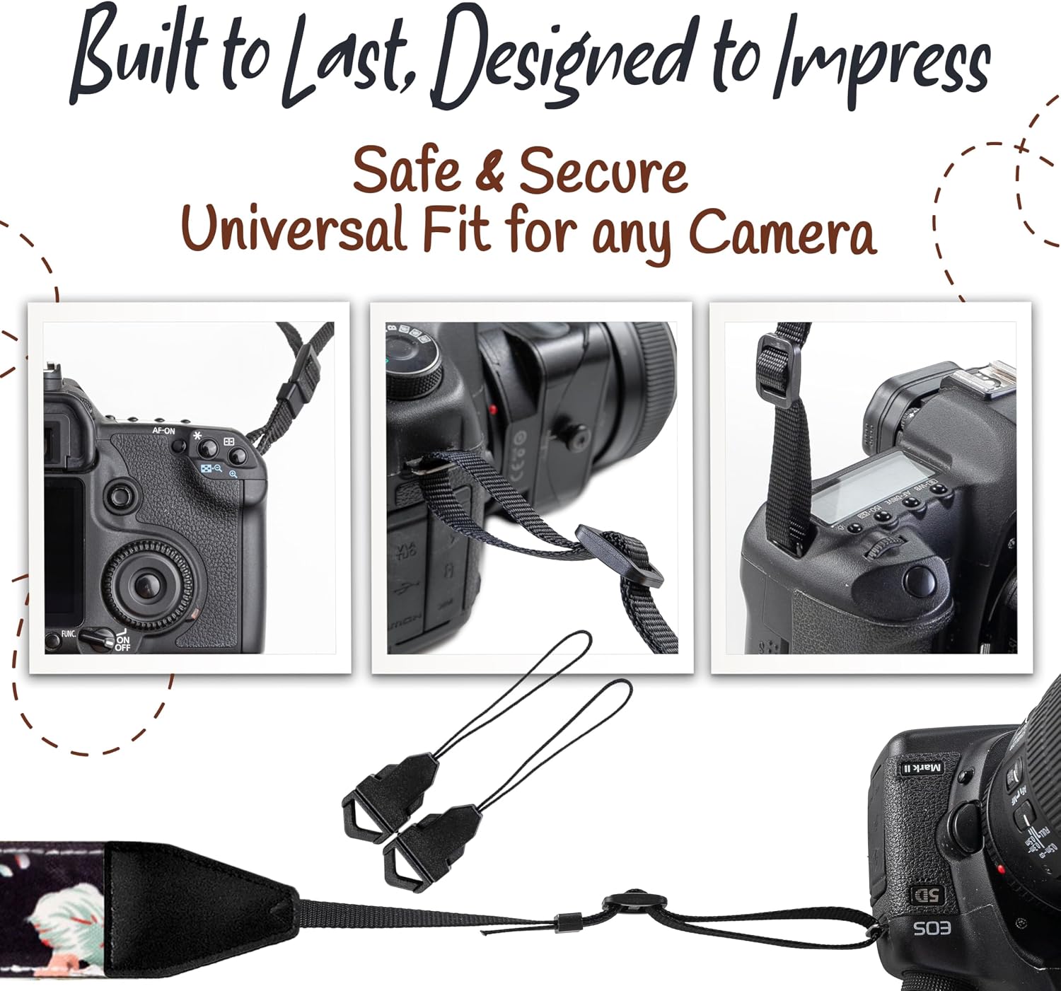 Art Tribute Camera Strap - Shoulder, Crossbody & Neck Camera Strap for Photographers, Fits All Cameras, Canon Nikon Sony Fujifilm, Padded Strap W/Quick Release, Embroidered Cotton & Leather Ends
