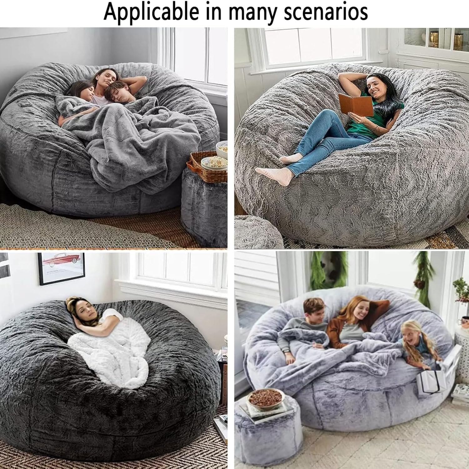 Divano a sacco gigante in pelliccia, poltrona per soggiorno, imbottita in memory foam, per adulti e coppie (solo rivestimento, senza imbottitura)