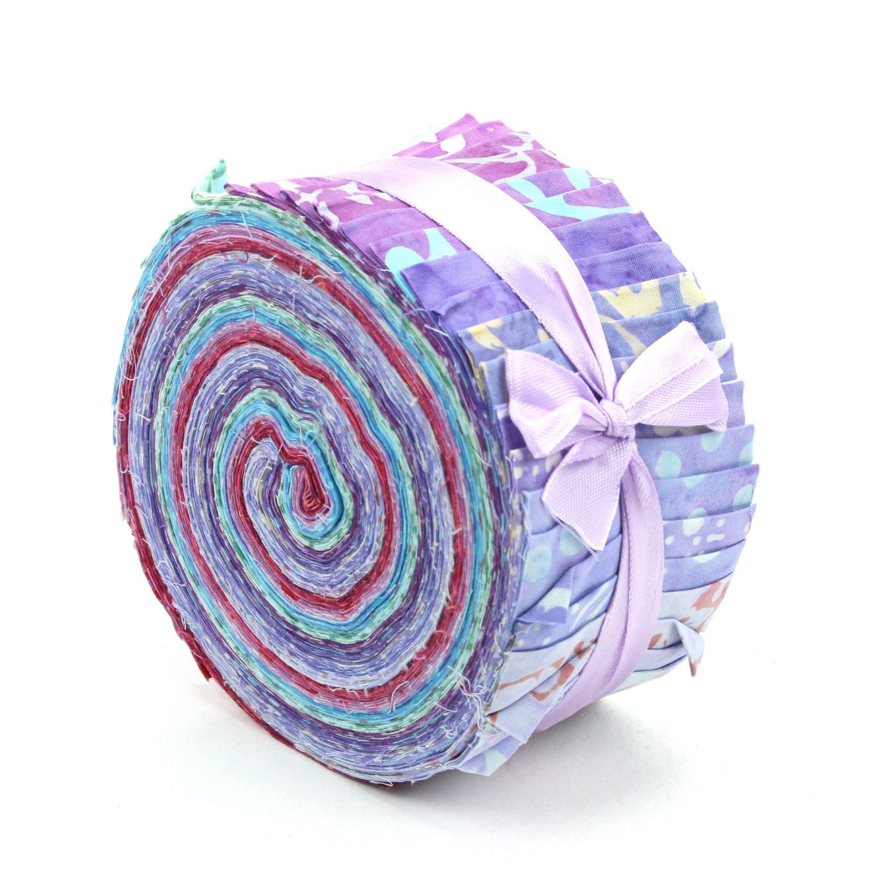 LOUDelephant Cotton Batik Pre Cut Fabric Bundles - Jelly Roll - Orchid, 40 Strip Jelly Roll