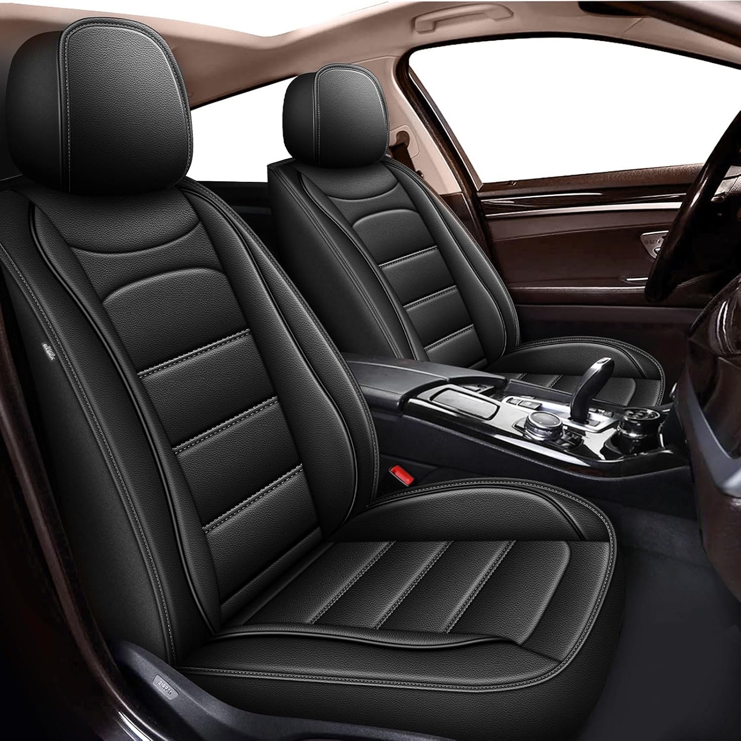 Car Seat Covers Fit for Nissan Rogue 2021 2022 2023 2024 2025 2026 5 Seat Covers Full Set Waterproof Leather Seat Protectors Airbag Compatible(Black)