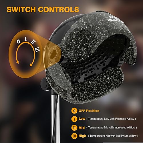 Miniatura 2 de Secador de pelo profesional de pie 1875 W de pie con capucha secador de pelo con generador iónico para estación de salón profesional, spa, uso