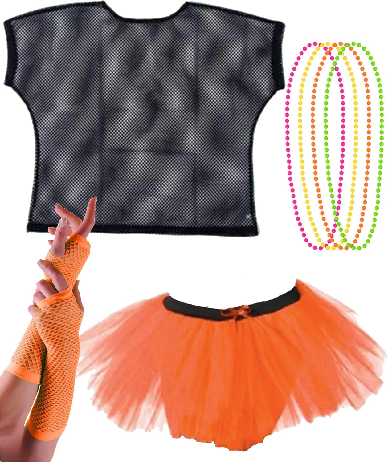 Ladies 80s String Vest Mash Top Net Punk Rocker Fishnet Rockstar 1980s Costume - Foto 11