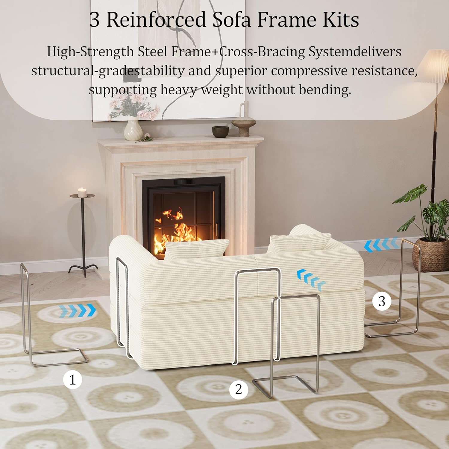 HouseMila 59" Boneless Couch,4-in-1 Futon Sofa Bed Modular Loveseat Sleeper Folding Compressed Couch with Pillows,No Assembly Required Convertible Sofa Bed for Living Room Bedroom Guest Room,Beige