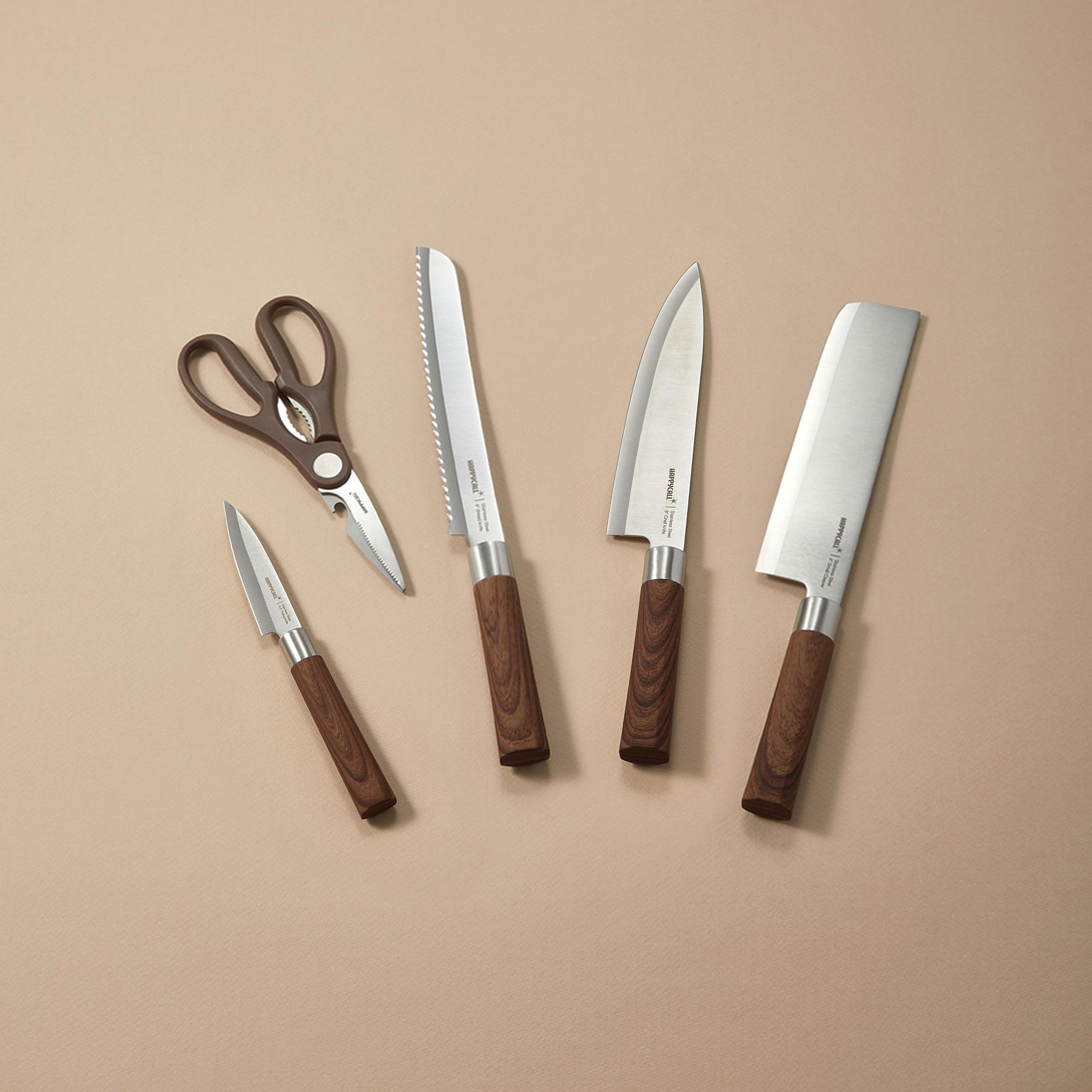 Happycall 4900-3006 Woodique Knife & Scissors Set (5 Pieces