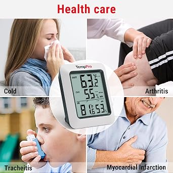 TempPro TempAir 500 FT Indoor Outdoor Thermometer Wireless with 3 Sensor | Large LCD Display, No Hub or App Required, Outside Thermometer & 3 Cold-Resistant Sensor for Patio Garage, Batteries Included