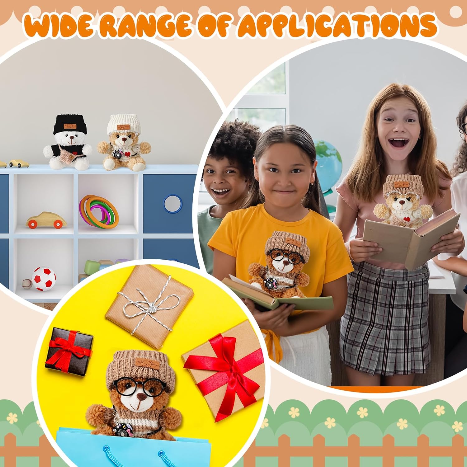 6 Pack 5.5Inch Bear Plush Gift Bear Stuffed Animal with Accessories and Cards Valentine's Day Cute Bear Party Favors (Cool, Pieces, 6)