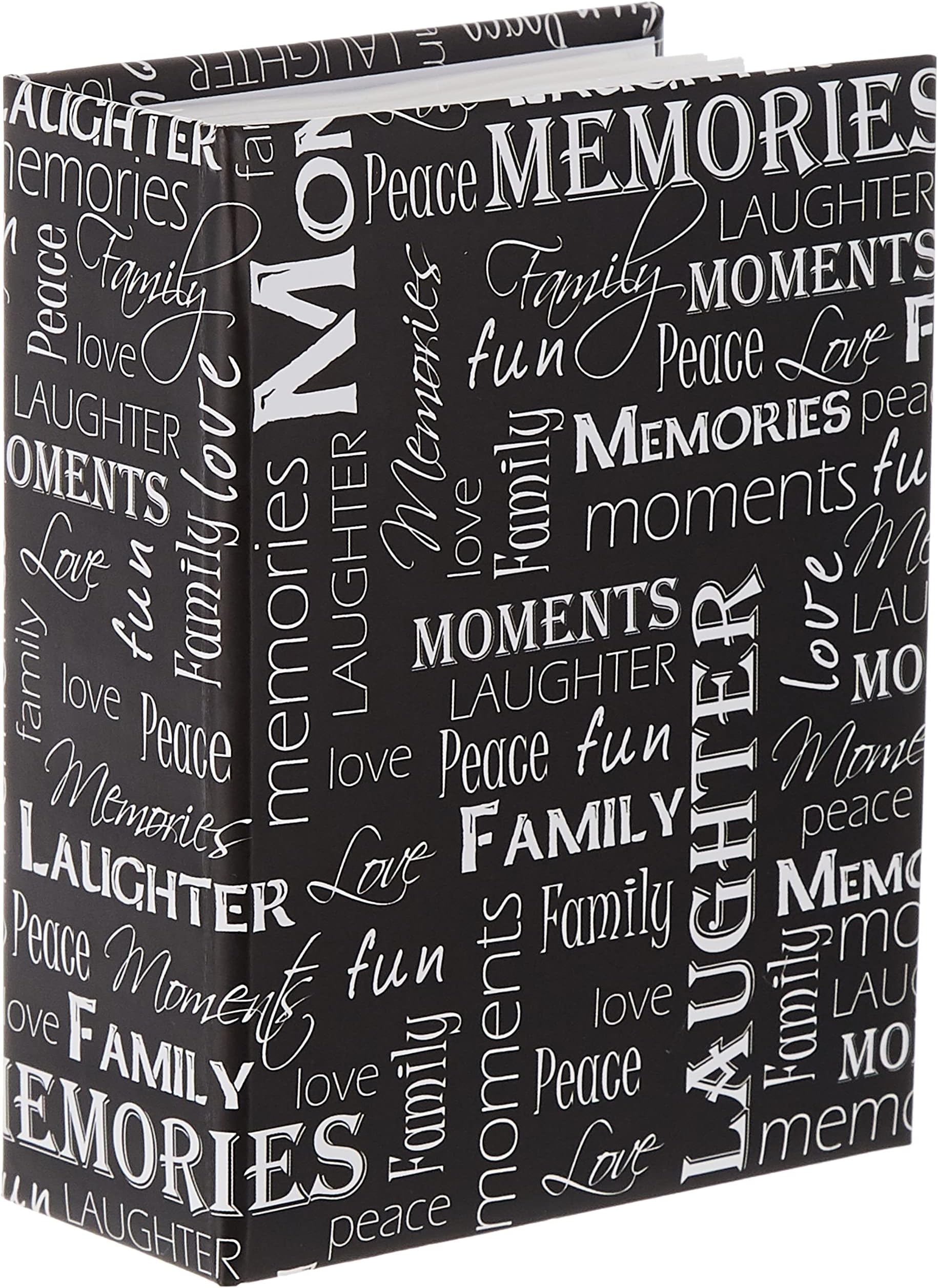 Mini-Max Photo 100 Pocket 4x6 Photo Album, Black and White Words