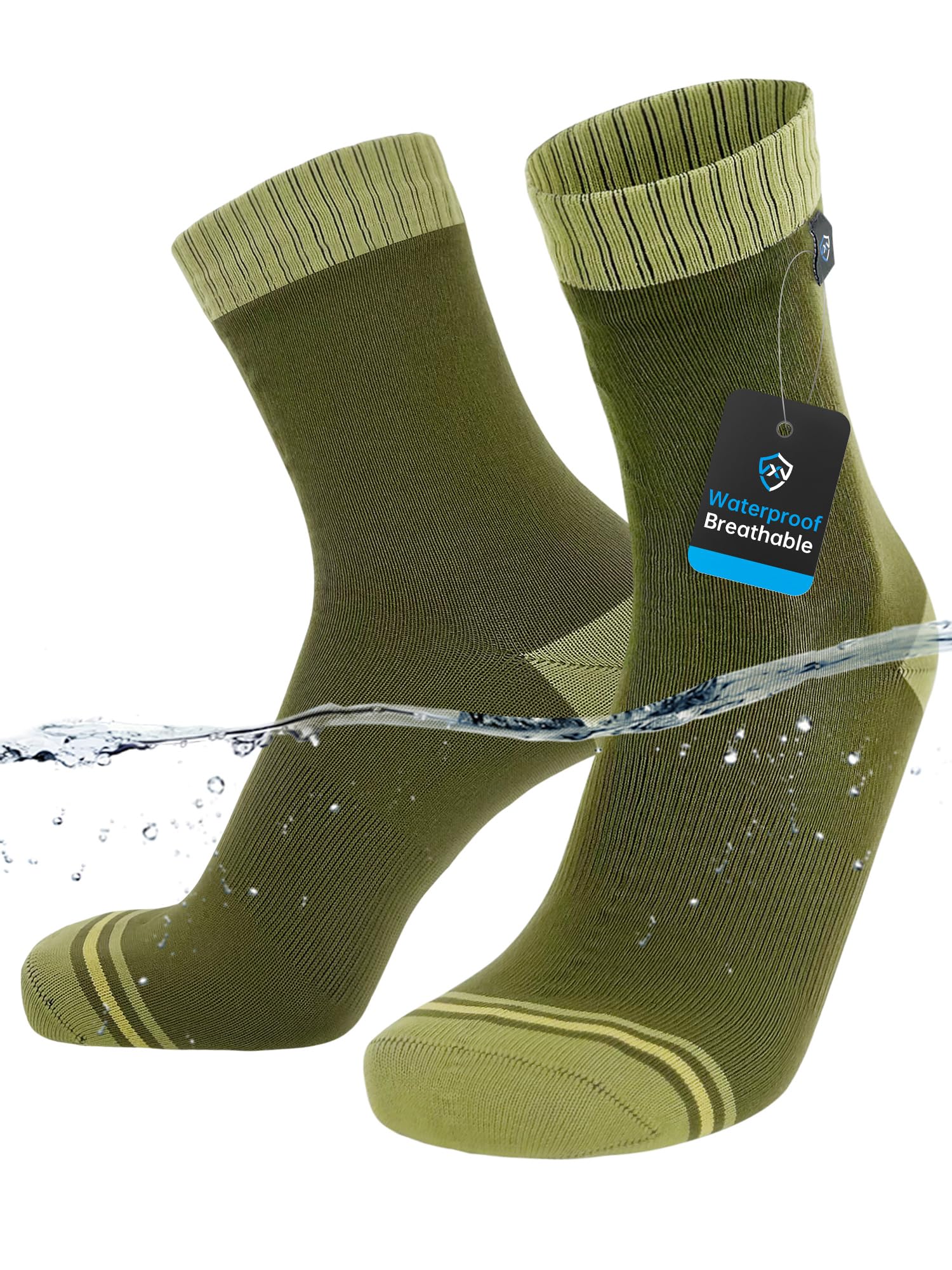 DexShell Waterproof Everyday Socks for Men & Women, Breathable Quarter Crew Socks for Walking, Commuting, Rain & Wet Weather – OLV Green, Unisex Medium