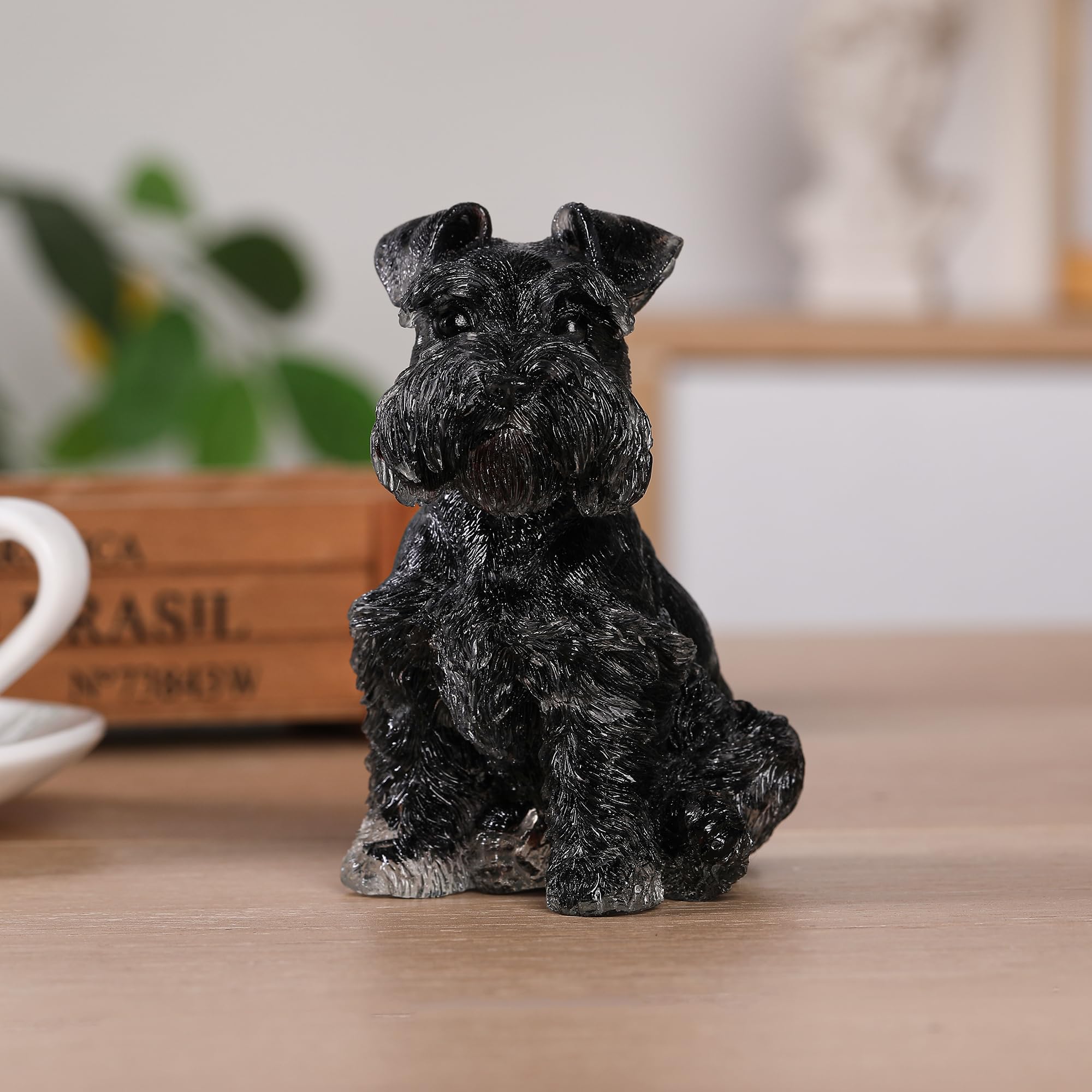 Amazon.co.jp: Reyife 4インチ 黒曜石犬の置物、ハンドメイド 