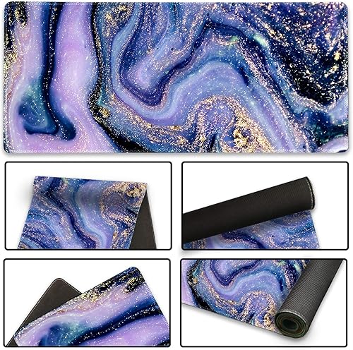 Vista 81 de ARTSO Alfombrilla de escritorio grande negra, alfombrilla de mouse para juegos XXL, alfombrilla de escritorio antideslizante con base de goma, Flor