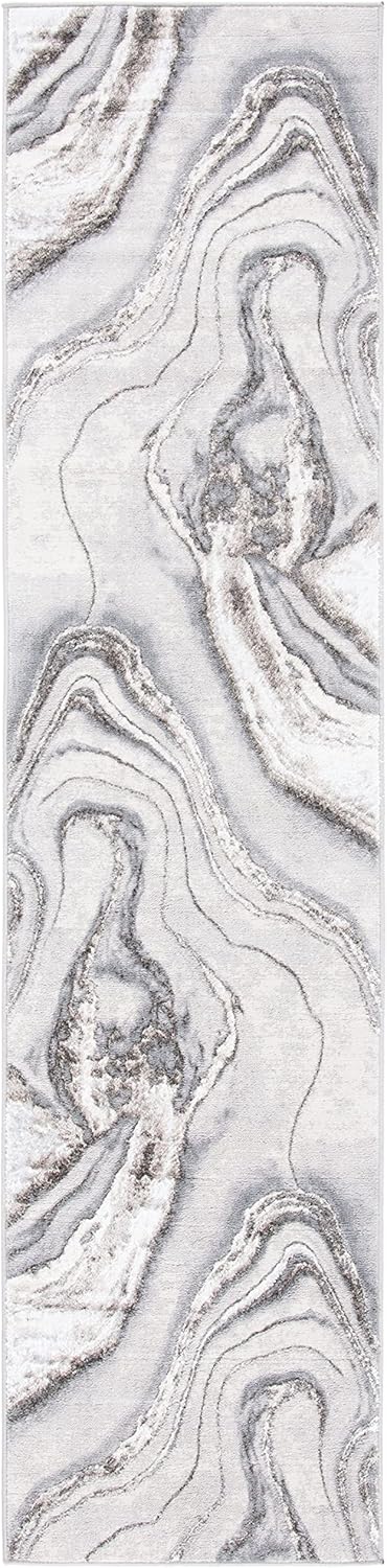 SAFAVIEH Orchard Collection Runner Rug - 2'2" x 9', Grey & Ivory, Modern Abstract Design, Non-Shedding & Easy Care, Ideal for High Traffic Areas in Living Room, Bedroom (ORC637H)