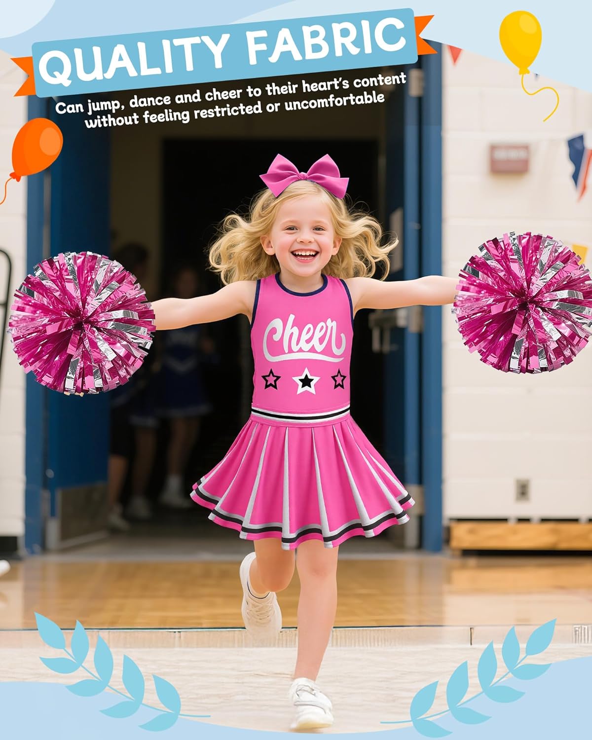 JenPen Cheerleader Costume for Girl, Cute Cheerleading Outfit Cheer Leader Dress for Halloween Cheerleader Gifts - Image 4