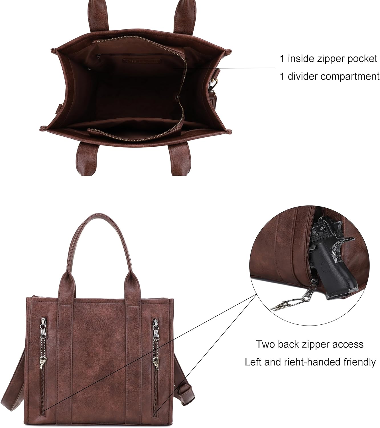 JESSIE & JAMES Kathy Tote Bag With Hidden Pocket and Removable Shoulder Strap