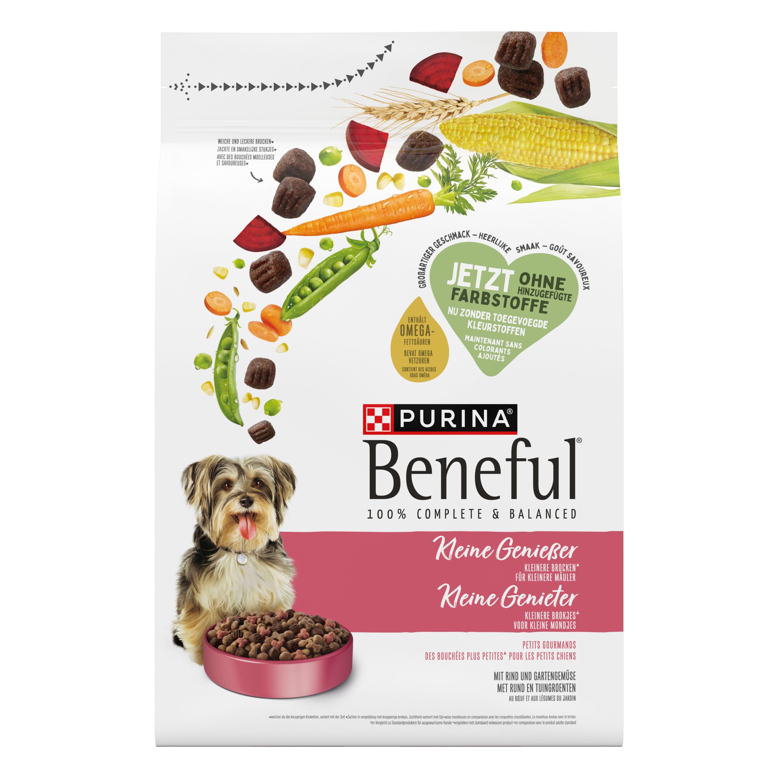 Beneful Kleine Genießer Lot de 4 boîtes de Nourriture sèche pour Chiens de Petite Race avec bœuf (4 x 2,8 kg)