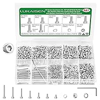 Vista 20 de Surtido de 1500 piezas de tornillos, tuercas y arandelas, kit de pernos y tuercas métricos M2 M3 M4 M5 M6 con cabeza hexagonal de casquillo, acero