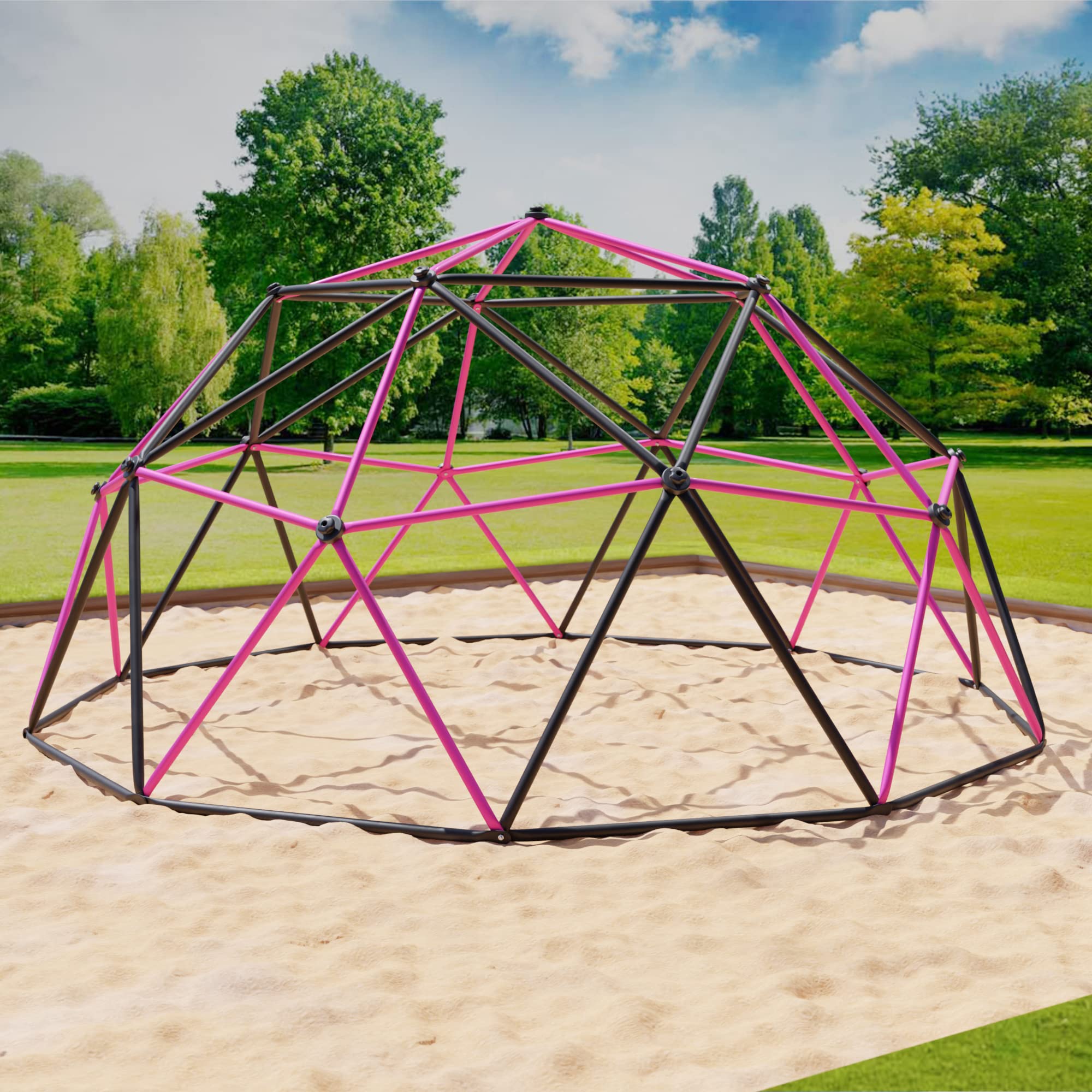 VESKA Klettergerüst DomeClimber Kinder Metall Kletterkuppel Geodome (10FT - 305cm, anthrazit/pink)