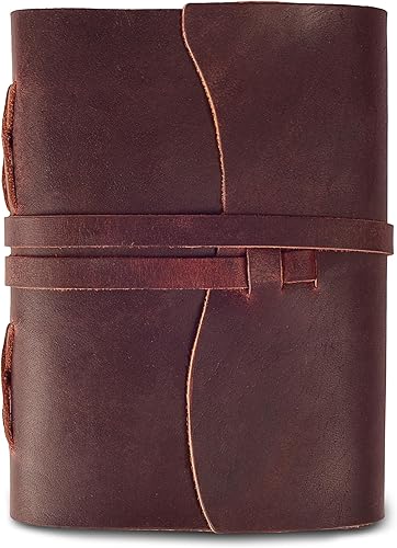 Miniatura 2 de LEATHER VILLAGE Diario encuadernado en cuero, marrón fucsia, 7 x 5 pulgadas, 220 páginas, diario vintage de papel en blanco para escribir, dibujar,