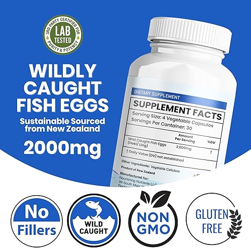 Miniatura 3 de Huevos de pescado capturados salvajes 2,000 mg - Suplemento Omega 3 para ojos, salud cerebral, apoya la inmunidad, huesos y dientes, apoyo del
