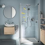 GROHE Vitalio Comfort 250 Flex - Shower System with Diverter (Square 25cm Head Shower 2 Spray Rain & SmartRain, Square 11cm Hand Shower 2 Spray: Rain & Jet, Hose 1.5m, Water Saving), e, 26698001 - 6