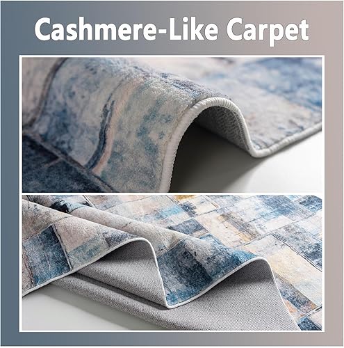 Miniatura 4 de Alfombra a cuadros irregulares de 2 x 3 pies, para sala de estar, dormitorio, cocina, respaldo antideslizante, no se desprende, alfombra suave